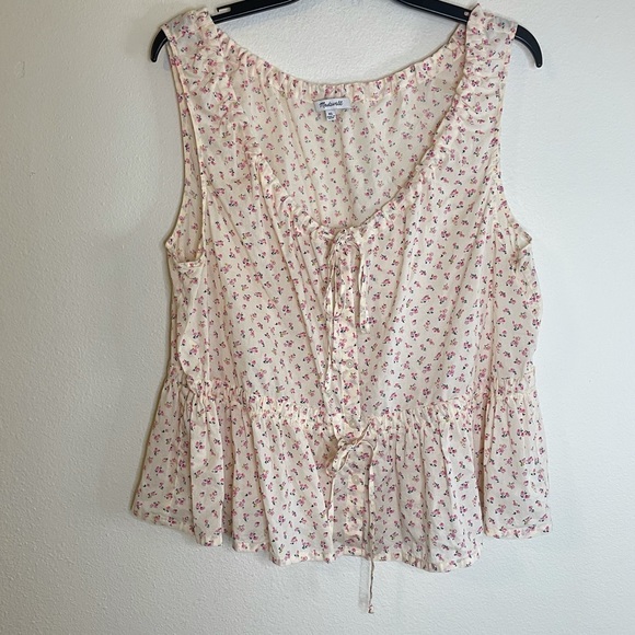 Madewell Shirred Drawstring Tank Top in Bright Buds - Picture 6 of 10